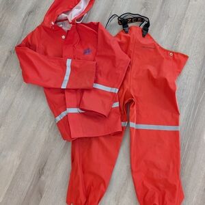 Red Rain Jacket and Pants Set